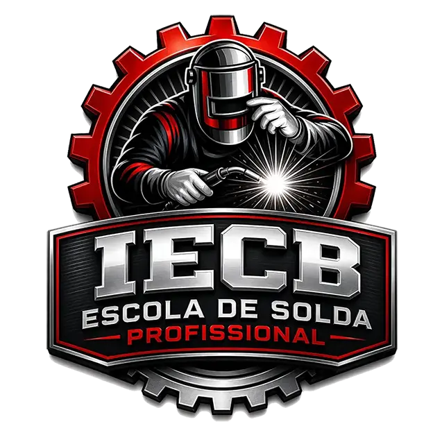 Aluno em aula prática de soldagem na IECB
